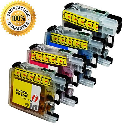 4 pk Ink Cartridge Set + chip for Bro. LC201 LC203XL MFC J460DW J480DW J485DW