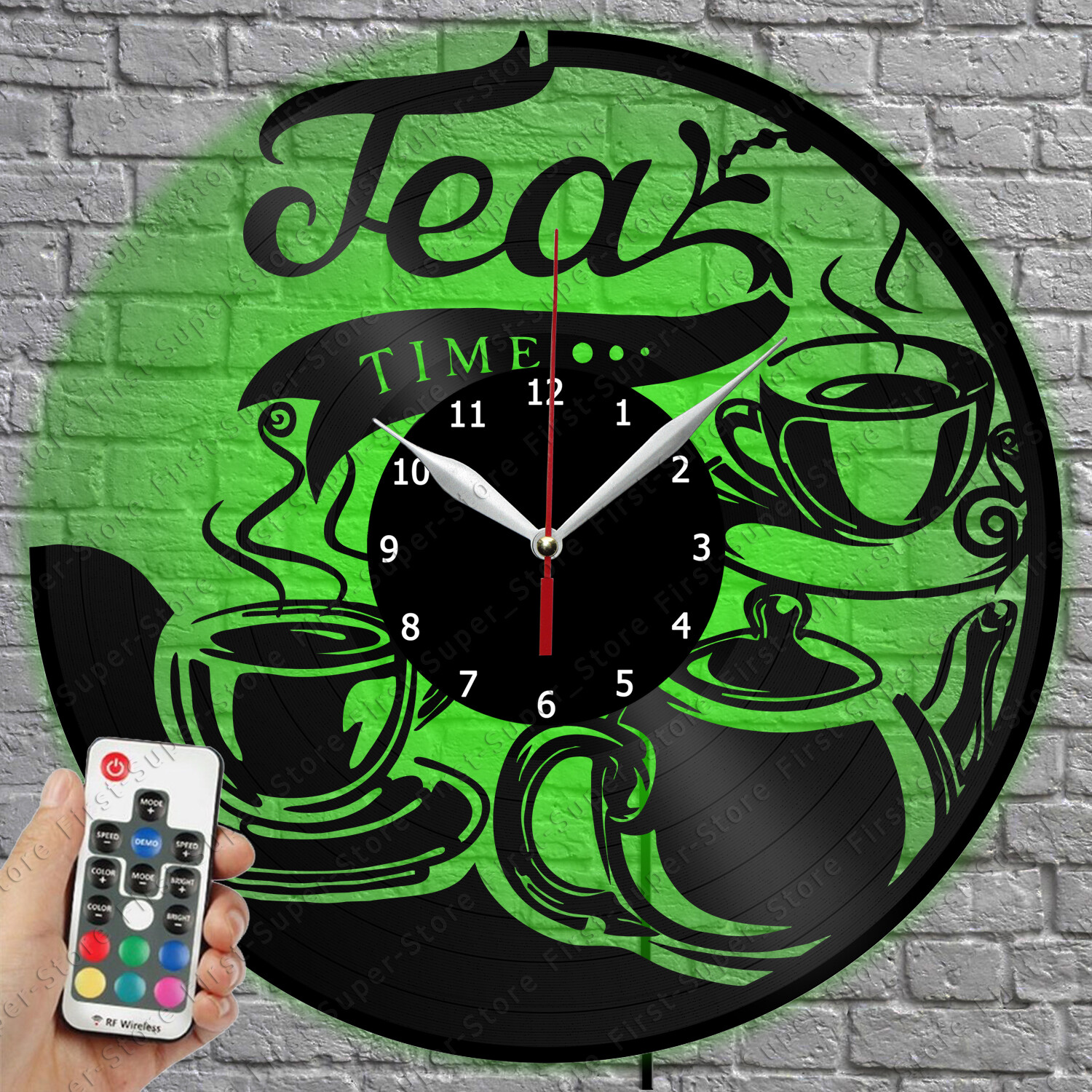 LED Clock tea party Vinyl Record Wall Clock Led Light Wall Clock 1608