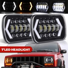 Pair 5x7" 7x6" LED Headlights Hi/Lo Beam DRL For Dodge D150 D250 D350 Ram 50 H4
