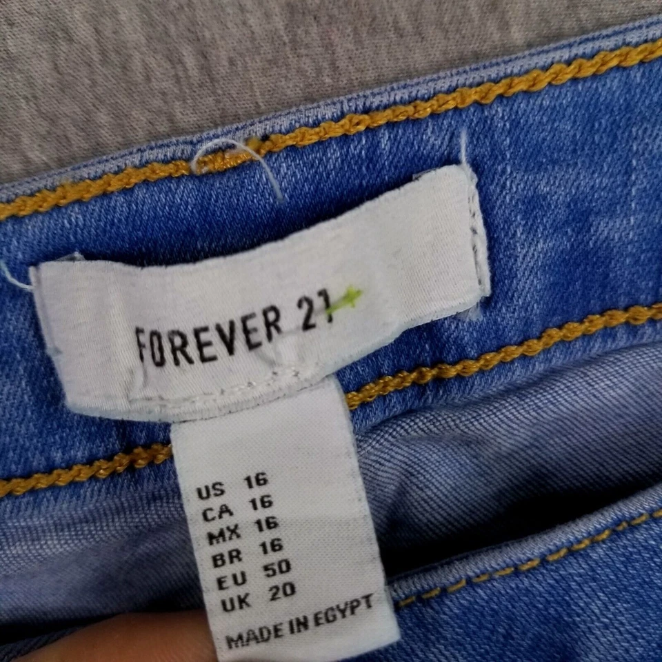Jeans Forever 21 Plus Size 16 cintura super alta jeans desgastado elástico leve - Imagem 4 de 4