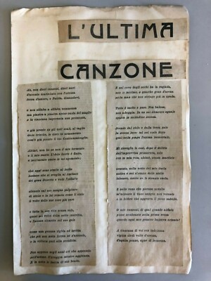 Raro Gabriele d'Annunzio L'ultima Canzone Pubblicazione originale