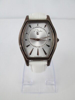 L'Duchen Womens Watch Swiss Crystal White Dial White Leather Band D401.62.33