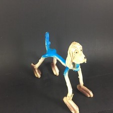 Vintage Unbranded White Bendy Posable Rubber Wire Collectible Dog Hong Kong Blue