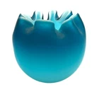 Vtg Fenton Art Glass Pinched Rose Bowl Cased Blue Hombre Satin Glass 3.0" x 3.5"