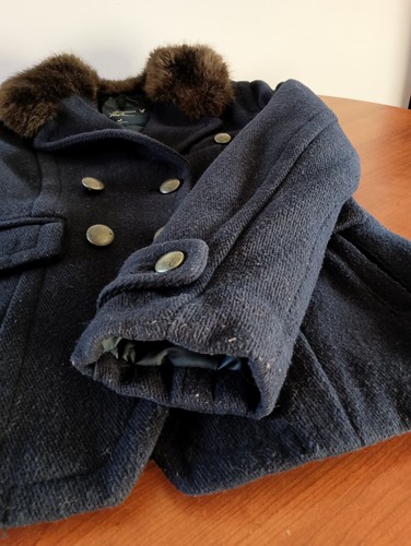 American Eagle Damen Mantel mittelblau Wolle Fellkragen zweireihig Peacoat - Bild 4 von 8