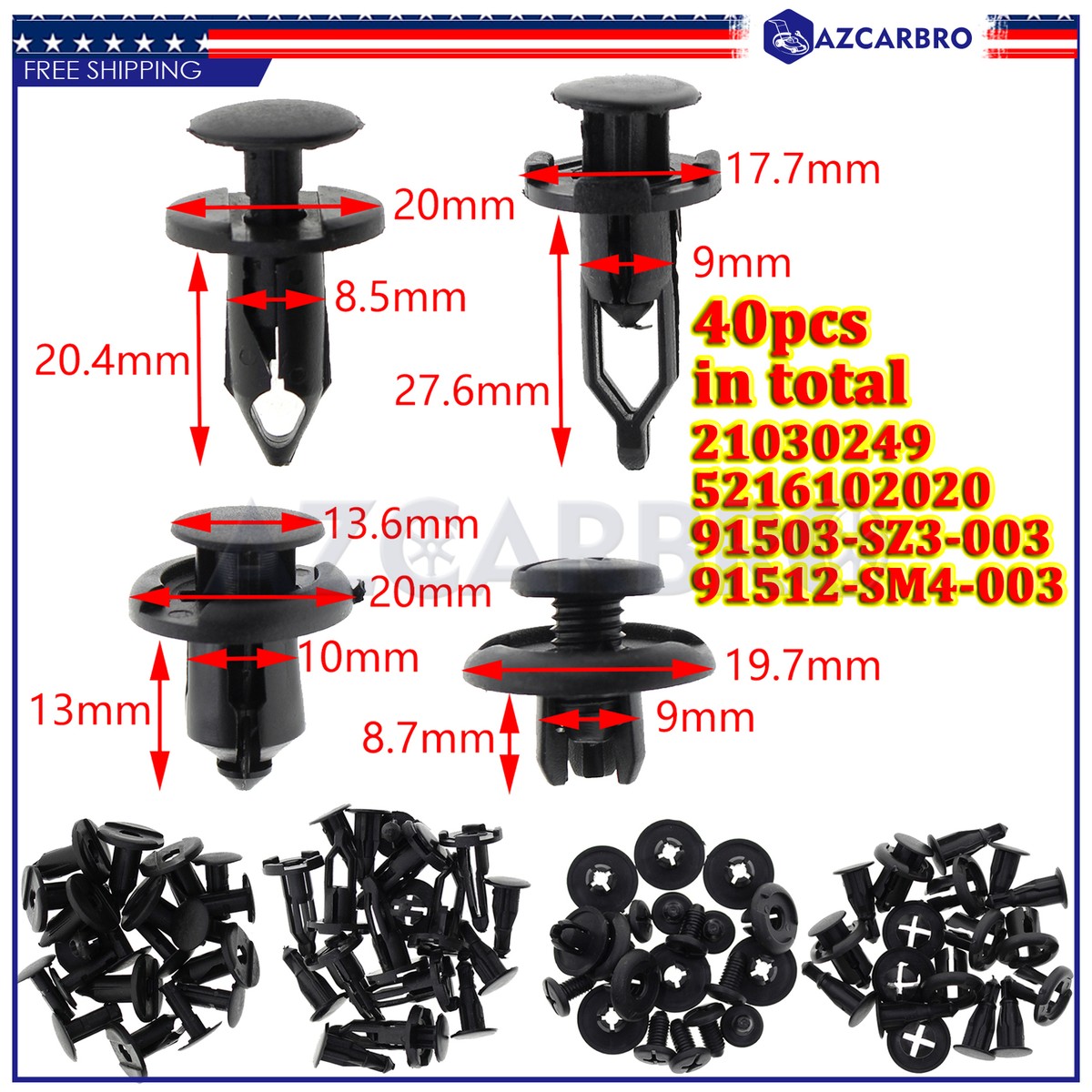 Front Bumper Clips Push Rivet 91503-SZ3-003 21030249 5216102020