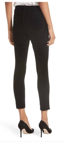 NWT $225 L'AGENCE Margot Velvet Crop Skinny Jeans BLACK Select Size - Picture 2 of 7