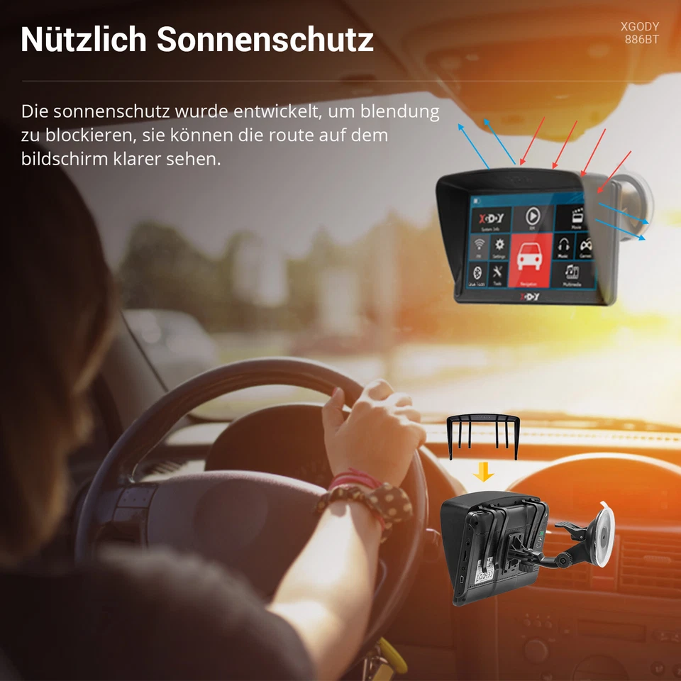 XGODY 886 7'' Zoll BT Navi Auto PKW GPS Navigationsgerät Navigation POI SpeedCam - Bild 4 von 4