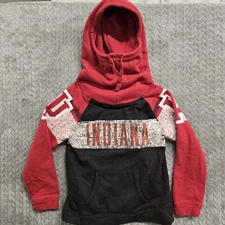 Indiana University Hoosiers Sweatshirt Sz Medium 8/10 Red Black Cowl Neck Hoodie