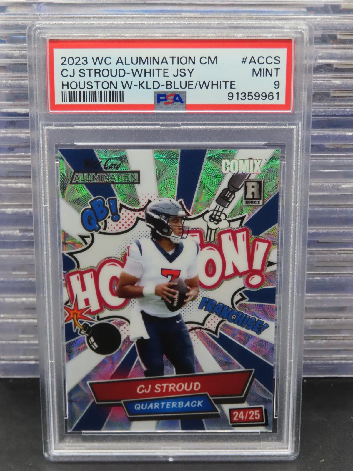 CJ Stroud Wild Card Alumination Comix CJ Stroud Edition #ACCS Houston White-White Jersey-Kaleidoscope Foil-Blue/Blue