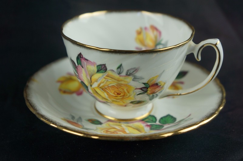 Vintage marked porcelain cup / saucer, English Rosina Bone China [Y7-W6-A8]
