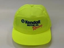 Vintage NASCAR Kendall Motor Oil Racing Hat Cap Snapback Neon Yellow Nylon 90'S 