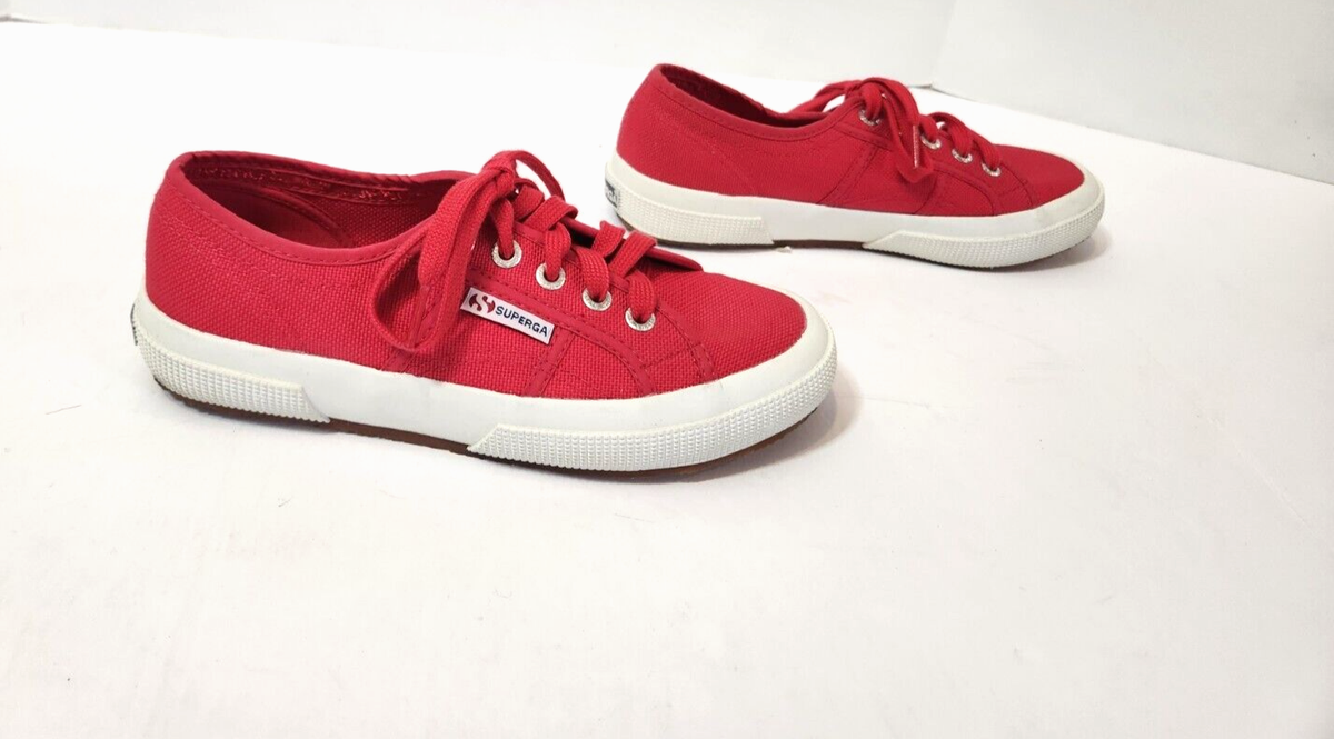 Superga Red Cotu Classic Low Lace Up Casual Shoes Canvas Women's NWD