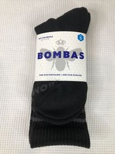 Bombas Women  s 6-7 1/2 Youth 4-9 Crew Sock Size S Black New 1 Pair