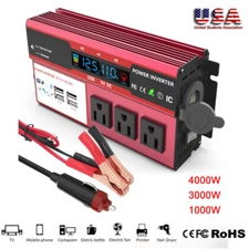4000W 1000W Car Power Inverter 12V DC To AC 110V Pure Sine Wave Solar Converter