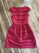ELLE Pink Pleated Dress | Women's S | Aline Dress | Knee Length | Scoop Neck