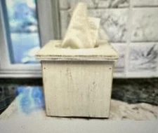 Whitewashed Wood Tissue Box Cover Shabby Chic Farmhouse Facial Tissue Holder