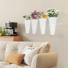 4 Buckets Wall-mounted Flower Stand  W/ Buckets Decorative Flower Display Stand