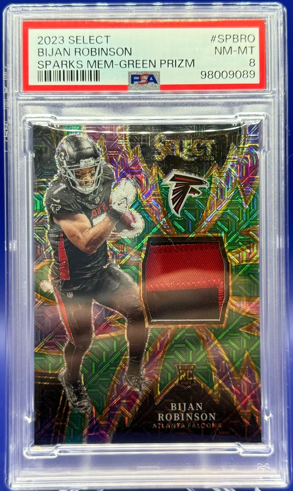 Bijan Robinson Panini Select Sparks Memorabilia #SPBRO Green Prizm