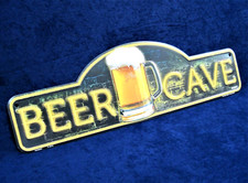 BEER CAVE Die-Cut US MADE Embossed Metal Sign - Man Cave Garage Bar Wall D cor