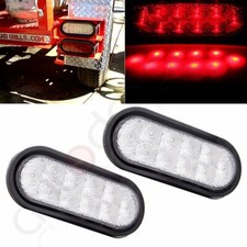 2pcs 6 Oval Stop Turn Tail Light Complete Clear Lens Red 10 Led Trailer Truck 2pcs 6 Oval Stop Turn Tail Light Complete Clear Lens Red 10 Led Trailer Truck