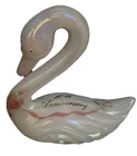 Swan Fenton 10th Anniversary Glass Figurine Hand Painted Opalescent Art Signed