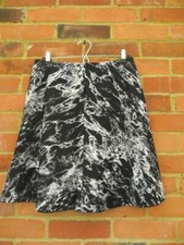 Marks  Spencer Black White Patterned A-Line Flare Skirt, Size 10 Summer Casual