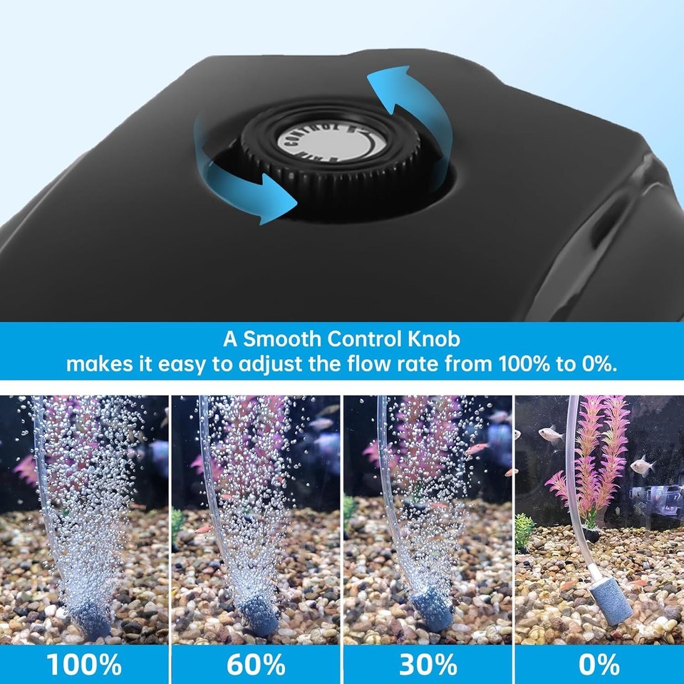AQUANEAT Aquarium Air Pump 300GPH, for up to 200 Gallon Fish Tank
