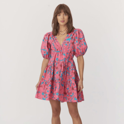 Xirena Nissa Floral Paisley Aster Cotton Print Side Pockets Mini Dress Size S