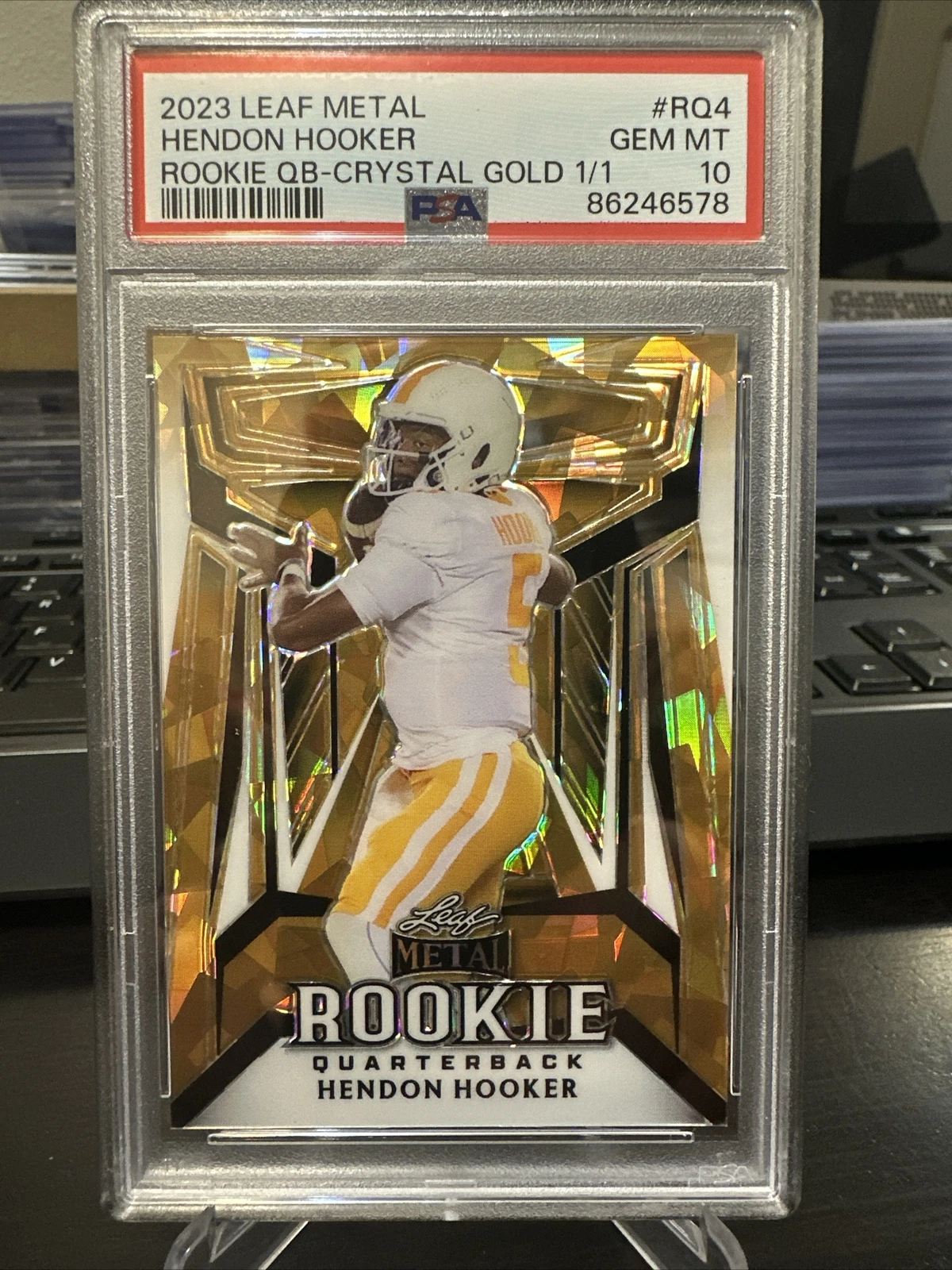 Hendon Hooker Leaf Metal Rookie Quarterback #RQ4 Crystal Gold 1/1