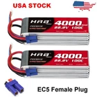 2pcs HRB 22.2V 6S 4000mAh 100C EC5 Lipo Battery for RC Helicopter Drone Truck US