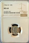 1964 D Roosevelt Dime NGC MS 64