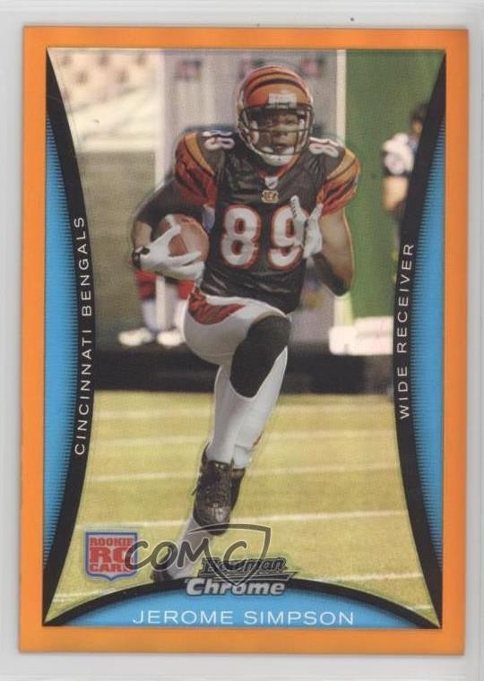 2008 Bowman Chrome Orange Refractor 2/25 Jerome Simpson #BC92 Rookie RC nd3