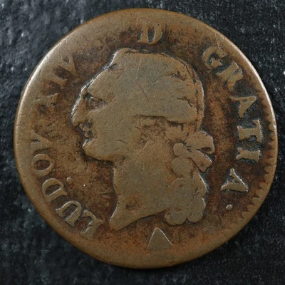 Sol dit "à l'écu" 1791R Orléans France Copper Die error LUDOV XVI as LUDOV XIV - Image 1 of 2