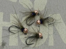 4ea. Jigged Jack Daniels fly size #16. Excellent Euro Nymphing Pattern.