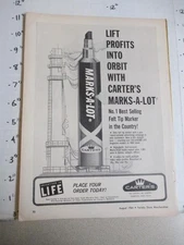 trade magazine ad 1964 CARTER'S Marks-A-Lot felt tip marker space rocket ship