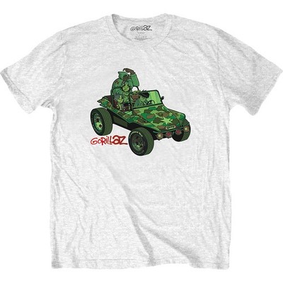 Men's Gorillaz Green Jeep Slim Fit T-shirt X-Large White