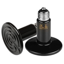 HealSmart Reptile Heat Lamp 100W 2-Pack Ceramic 100 Watts, Black