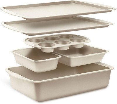 Bakken Swiss - Bakeware Set   6 Piece   Stackable, 6 Set, White Marble 
