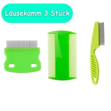 3er Flohkamm-Set: Metallz&auml;hne L&auml;usekamm & Doppelseitiger Plastik Flohkamm
