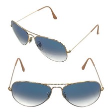 Ray Ban Aviator Large Metal - Gold / Blau - Größe 58/14 - Inklusive Etui
