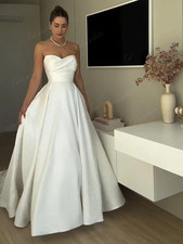 Wedding Dresses Elegant Satin Gowns Long Engagement Dresses Vestidos Customized 