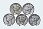 High Grade Lot 1934 1936 1938 1939 1936 Mercury Dime Collection *357