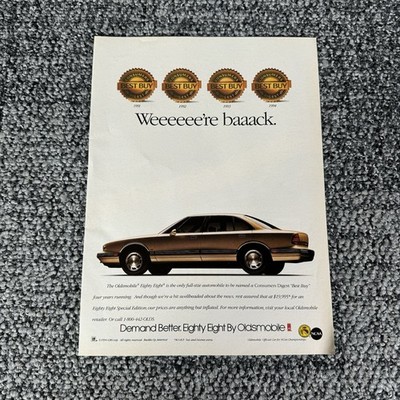 1994 Oldsmobile Eighty Eight Vintage Print Ad Original 90s GM Car Decor Art