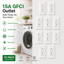 10PK GFCI Outlet 15A Tamper-Resistant WR Receptacle with LED Indicator UL Listed