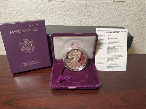 1990- S   Proof Silver American Eagle 1 Oz $1 Dollar US Coin