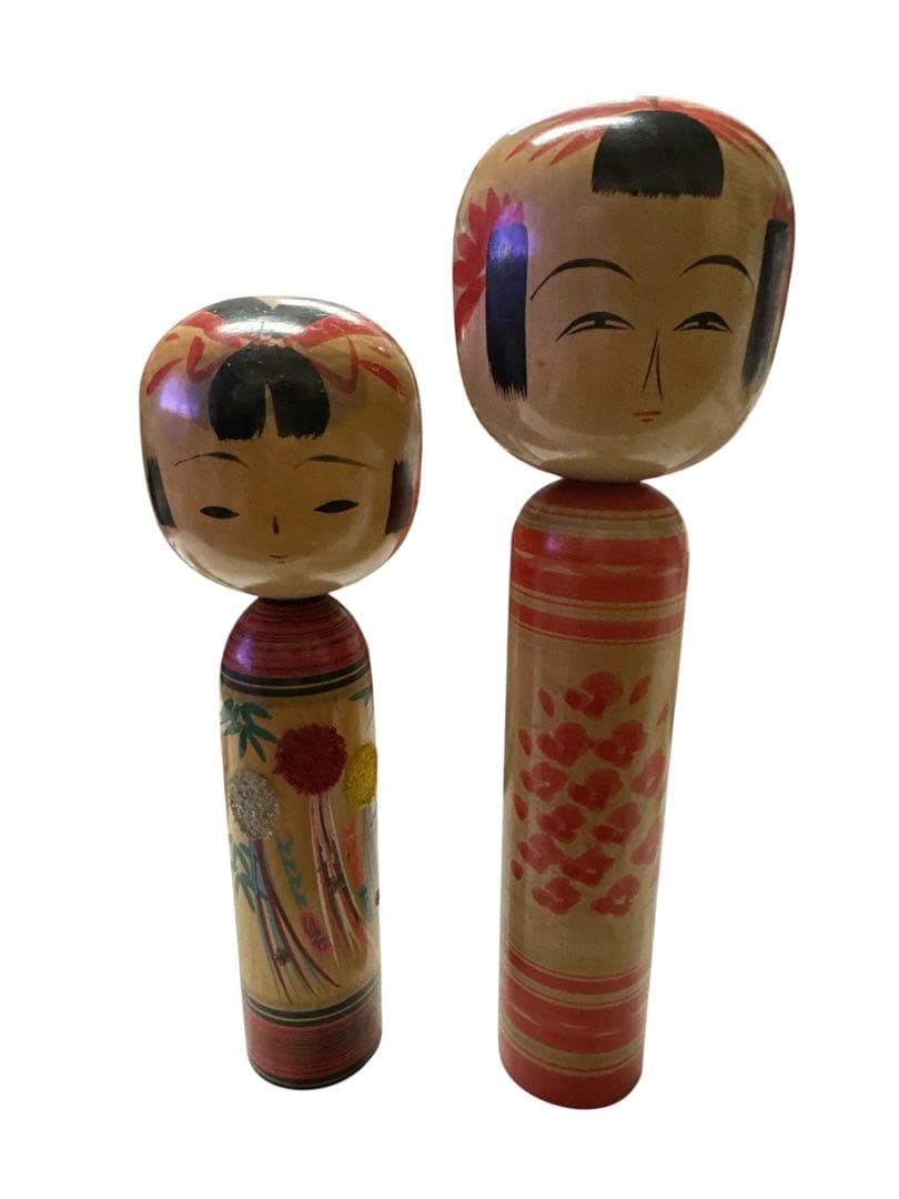 Eisa Kobayashi Kokeshi Dolls Set of 2 Yamagata Traditional Japanese Crafts Used