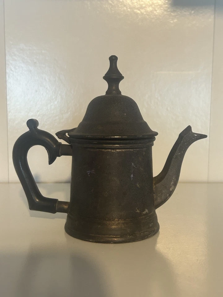 Vintage Hand Made Indian Teapot  w/ Hinged Lid 5" tall Hampton Silver Plate - Image 2 of 4