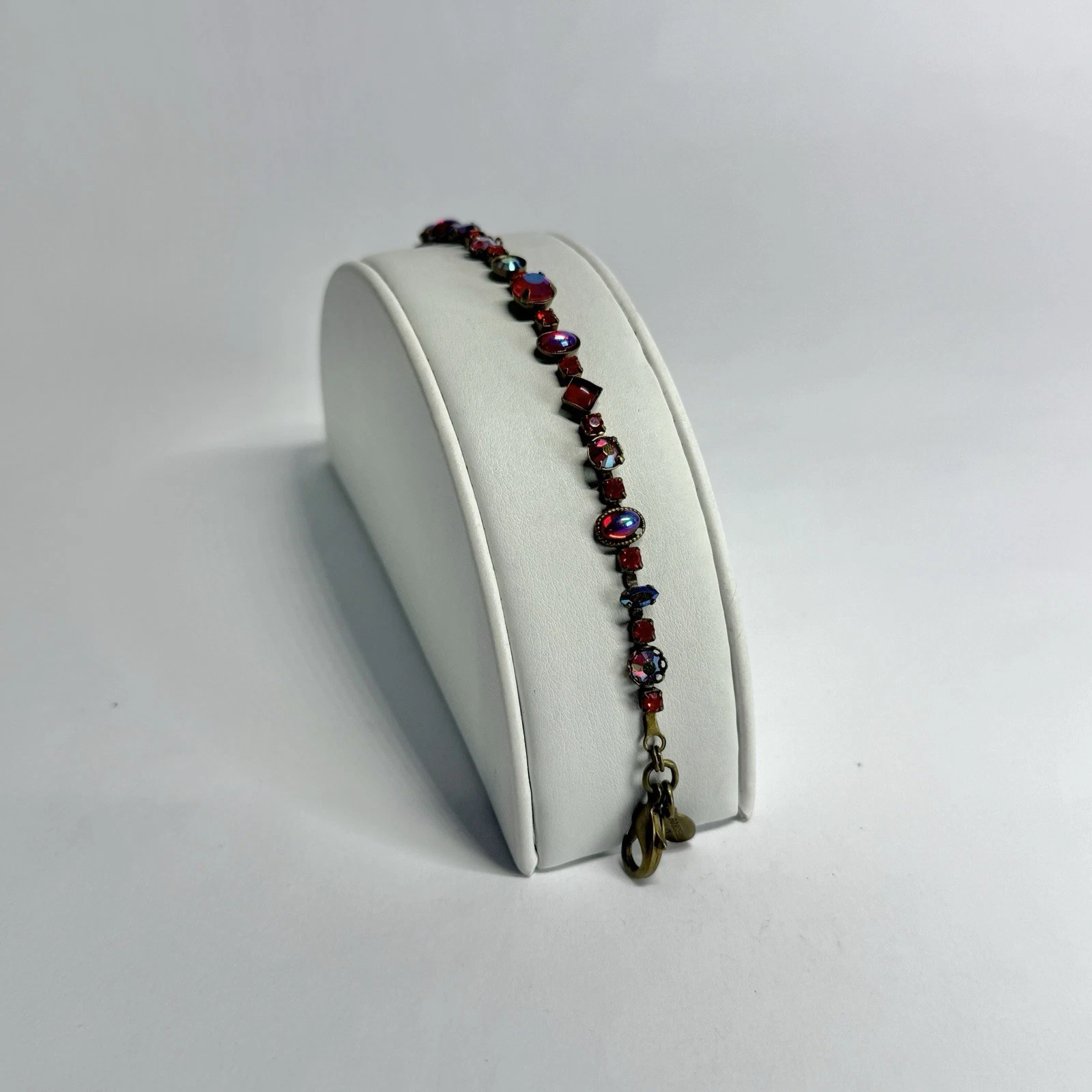 SORRELLI Swarovski Crystal Red Floral Brass Vintage Bracelet Jewelry Br304