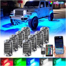 8Pods Full Angle RGB LED Rock Lights Full Kit for Jeep Trucks ATV UTV SXS RZR SU
